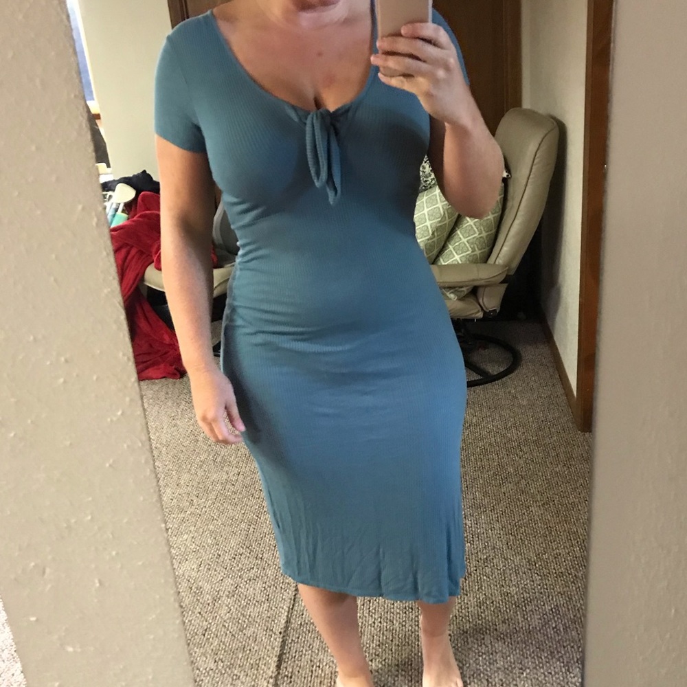 Deep Teal TShirt style midi dress